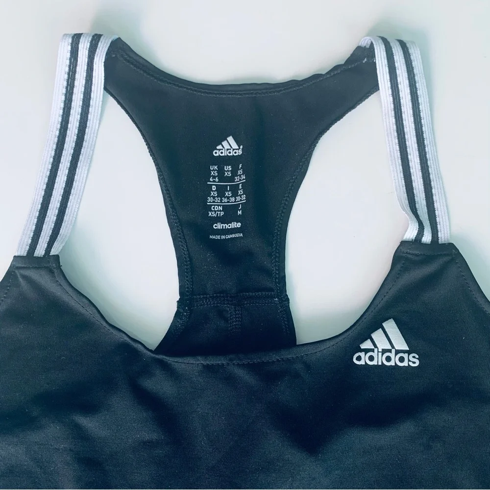 🎉HP!🎉 ADIDAS RETRO VINTAGE Y2K WOMENS CLIMALITE BLACK WHITE RACERBACK TANK TOP - Picture 2 of 7